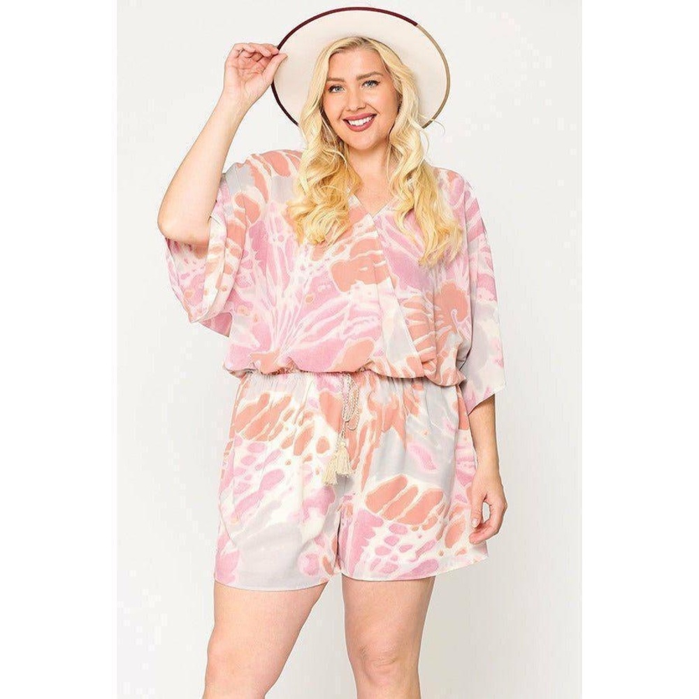 BNWT - Dolman Sleeve Romper in Rose mix by Gigio - Plus/Curvy